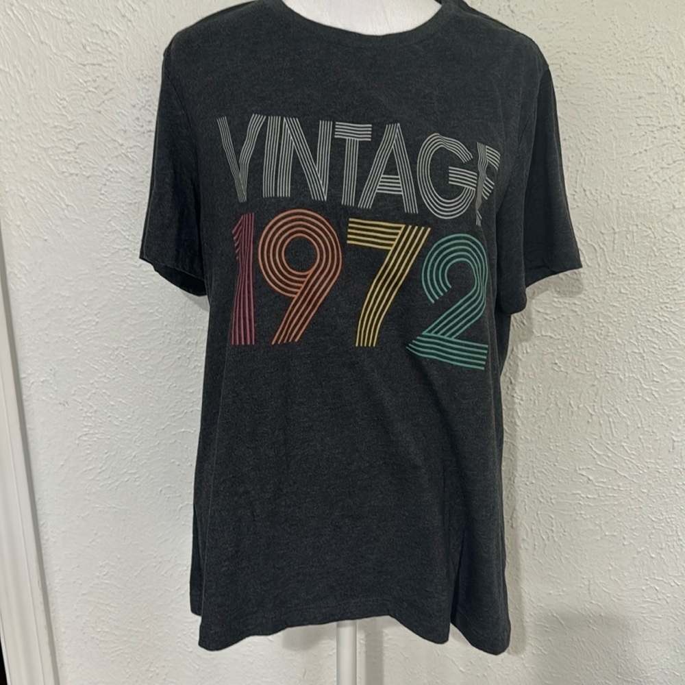 “Vintage 1972” Heather Gray T-shirt, Large